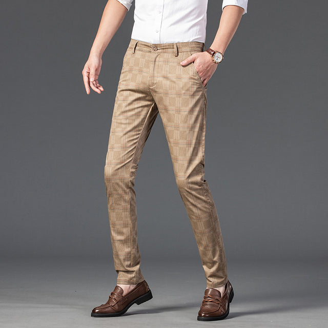 7 Color Classic Men's Plaid Casual Pants 2021 Luxury Spring Summer New Fashion Business Cotton Stretch Straight Trousers Male