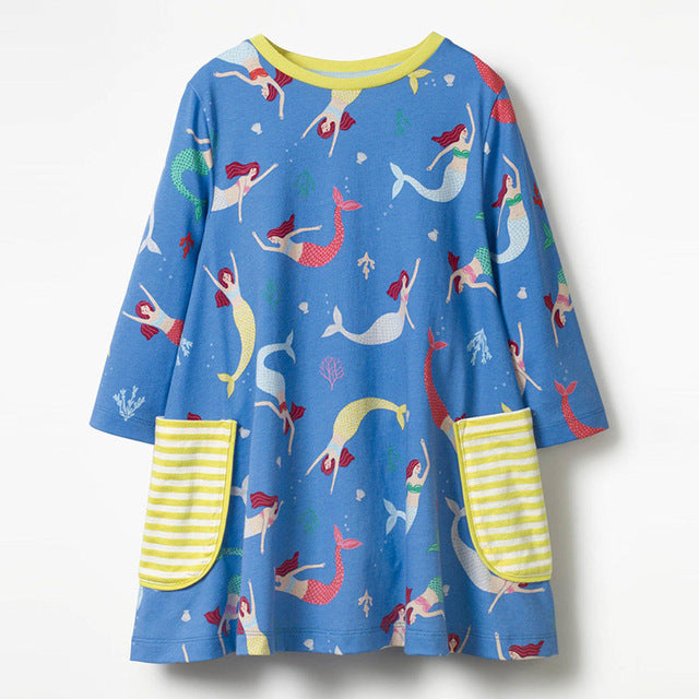 Menoea 2020 Girl Clothing Dress New Style Children Spring Dress Long-Sleeve Pattern Printed Clothes Dress For 2-7Y Baby Dress