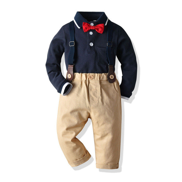 Menoea Boys Clothing Sets 2020 New Autumn Kids Baby Suspender Clothes Toddler Baby Bowtie Suits Party Costumes Cute Outfits