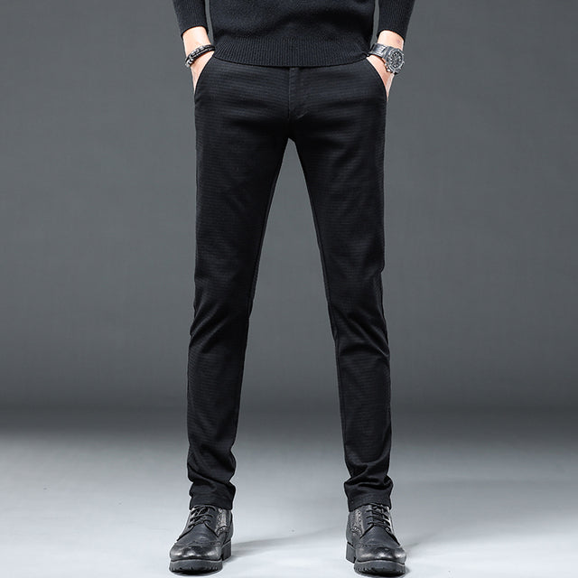 2022 New Plaid Suit Pants Men Cotton Work Formal Pant Slim Classic Business Blue Grey Black Trousers Male Brand Clothes 30-38