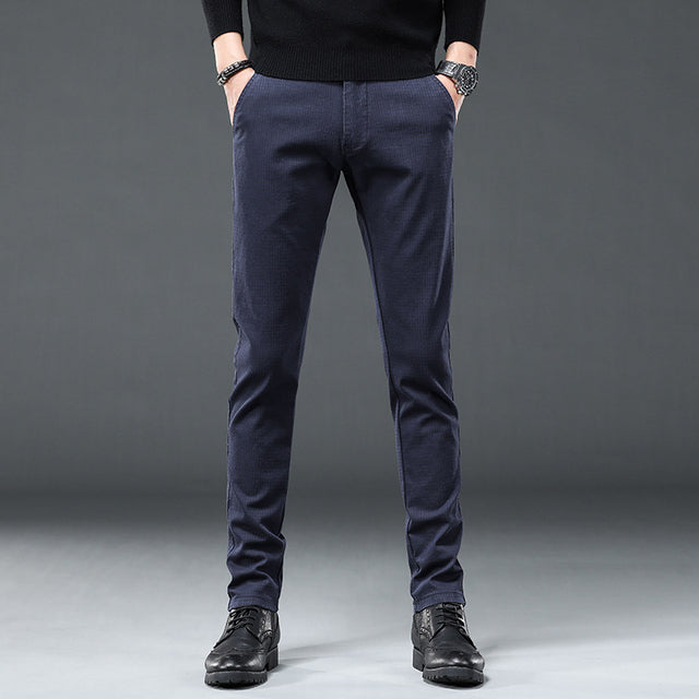 2022 New Plaid Suit Pants Men Cotton Work Formal Pant Slim Classic Business Blue Grey Black Trousers Male Brand Clothes 30-38