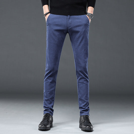 2022 New Plaid Suit Pants Men Cotton Work Formal Pant Slim Classic Business Blue Grey Black Trousers Male Brand Clothes 30-38