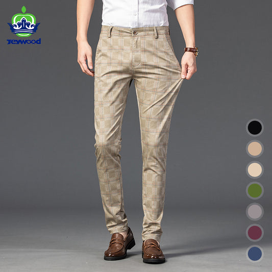 7 Color Classic Men's Plaid Casual Pants 2021 Luxury Spring Summer New Fashion Business Cotton Stretch Straight Trousers Male