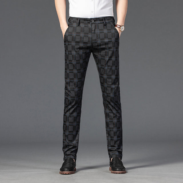 7 Color Classic Men's Plaid Casual Pants 2021 Luxury Spring Summer New Fashion Business Cotton Stretch Straight Trousers Male