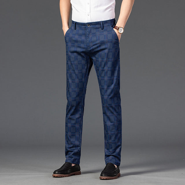 7 Color Classic Men's Plaid Casual Pants 2021 Luxury Spring Summer New Fashion Business Cotton Stretch Straight Trousers Male