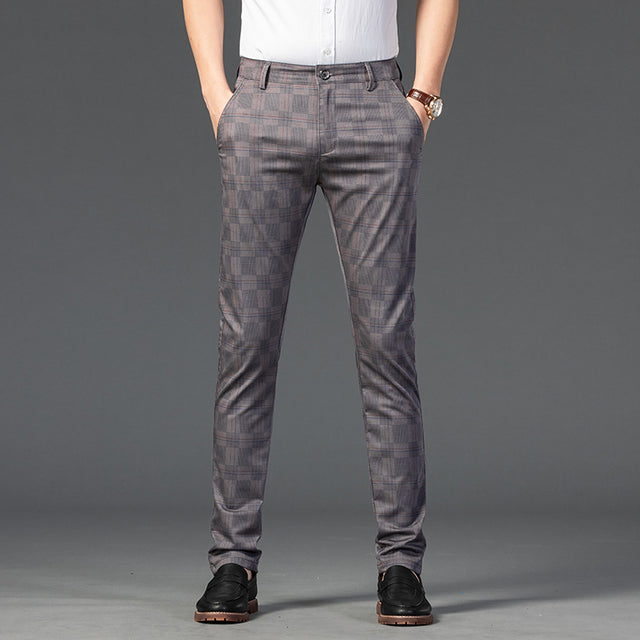 7 Color Classic Men's Plaid Casual Pants 2021 Luxury Spring Summer New Fashion Business Cotton Stretch Straight Trousers Male