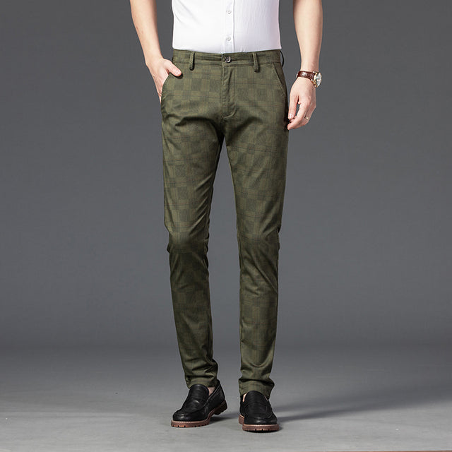 7 Color Classic Men's Plaid Casual Pants 2021 Luxury Spring Summer New Fashion Business Cotton Stretch Straight Trousers Male