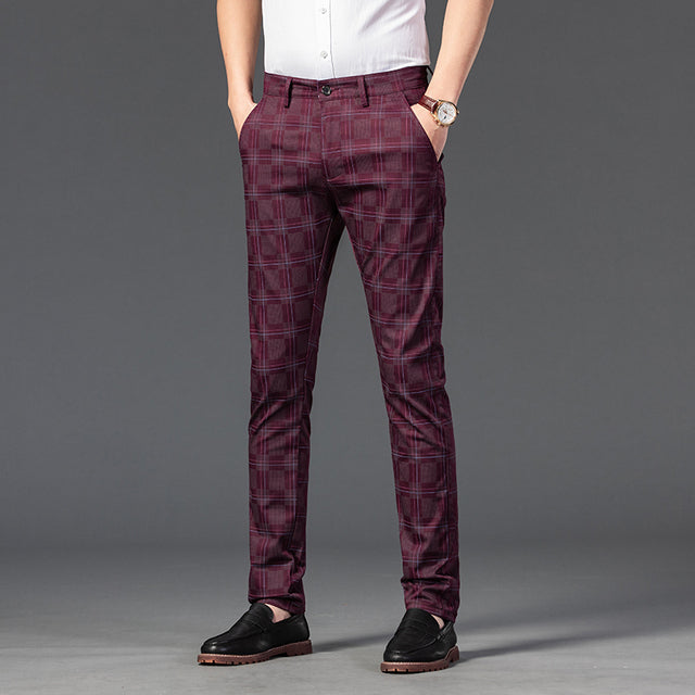 7 Color Classic Men's Plaid Casual Pants 2021 Luxury Spring Summer New Fashion Business Cotton Stretch Straight Trousers Male