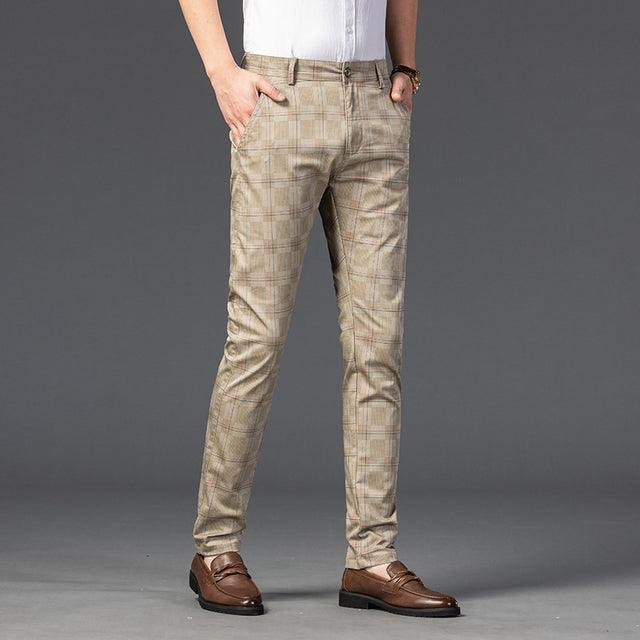 7 Color Classic Men's Plaid Casual Pants 2021 Luxury Spring Summer New Fashion Business Cotton Stretch Straight Trousers Male