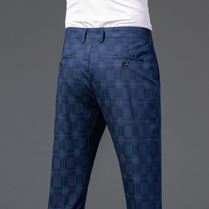 7 Color Classic Men's Plaid Casual Pants 2021 Luxury Spring Summer New Fashion Business Cotton Stretch Straight Trousers Male