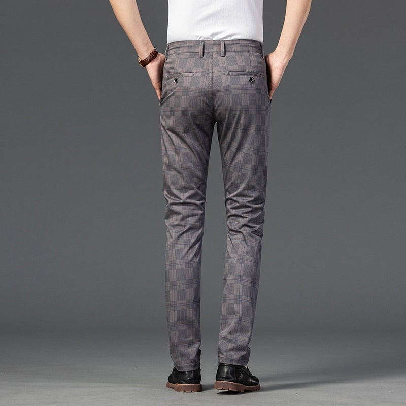 7 Color Classic Men's Plaid Casual Pants 2021 Luxury Spring Summer New Fashion Business Cotton Stretch Straight Trousers Male