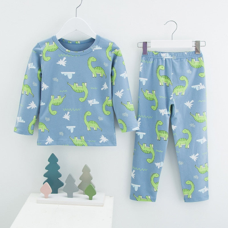Menoea 2021 Spring Winter Children Cartoon Really Cotton Lining Underwear Set Children's Warm Home Pajamas Suits New Arrivals