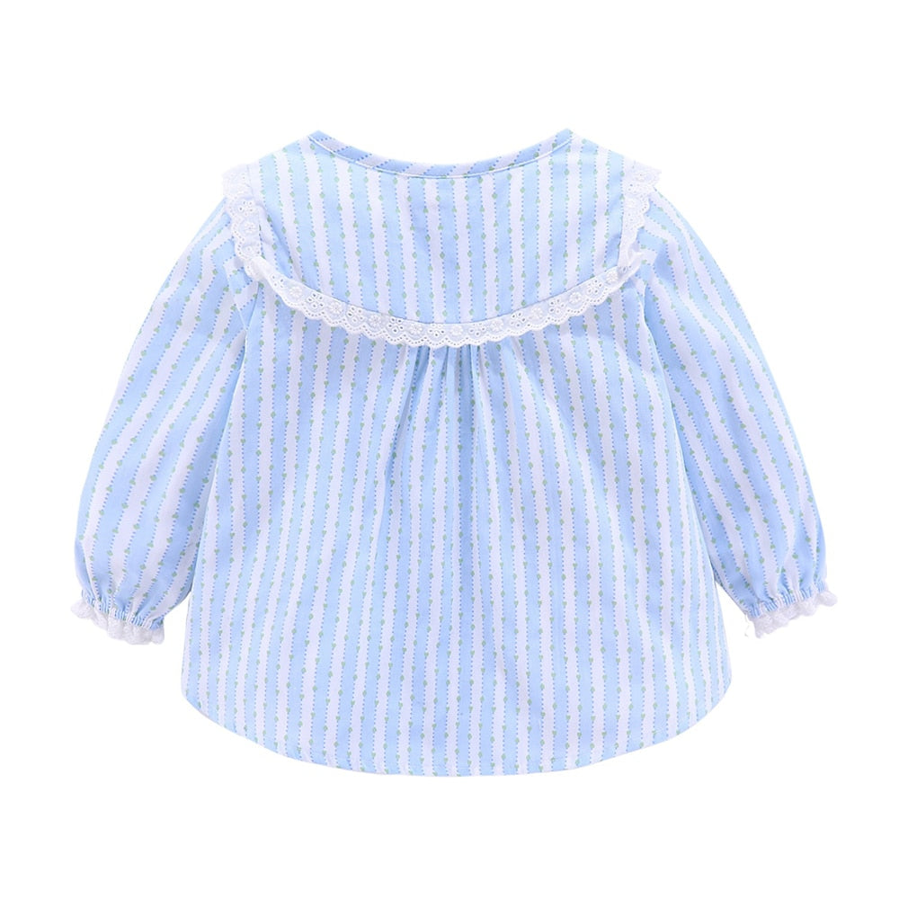 Mudkingdom Boutique Girls Pajama Sets Spring Autumn Cute Lace Striped Heart Toddler Pajamas Kids Sleepwear Sleeping Clothes