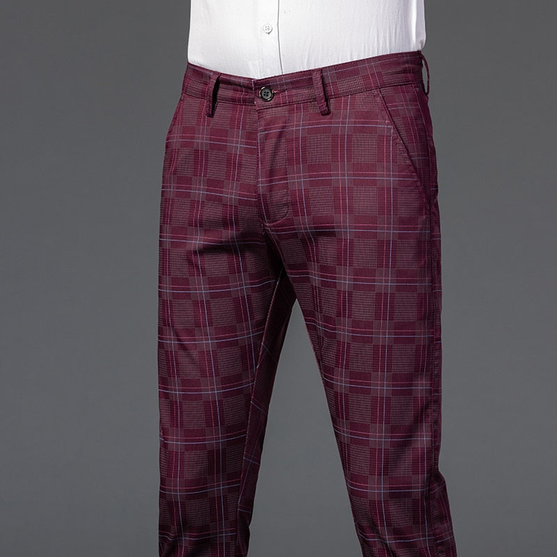 7 Color Classic Men's Plaid Casual Pants 2021 Luxury Spring Summer New Fashion Business Cotton Stretch Straight Trousers Male