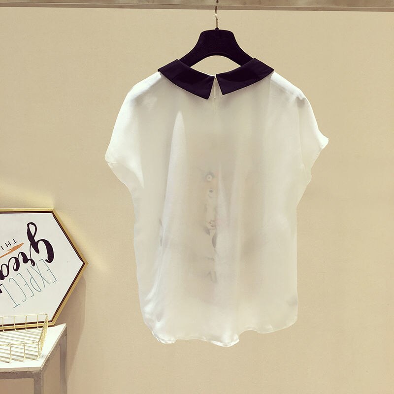 Women's Spring Summer Style Blouses Shirt Women's Elegant Short Sleeve Animal Printed Casual Loose Tops DD9064