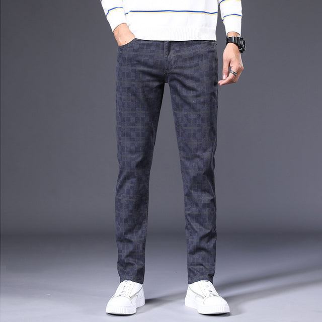 High Quality Spring Autumn Men's Plaid Casual Pants 98% Cotton Stretch Classic Slim Fit Trousers Male Large Size 40 42 6 Pattern
