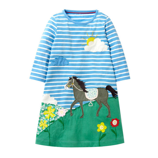 Menoea 2020 Girl Clothing Dress New Style Children Spring Dress Long-Sleeve Pattern Printed Clothes Dress For 2-7Y Baby Dress