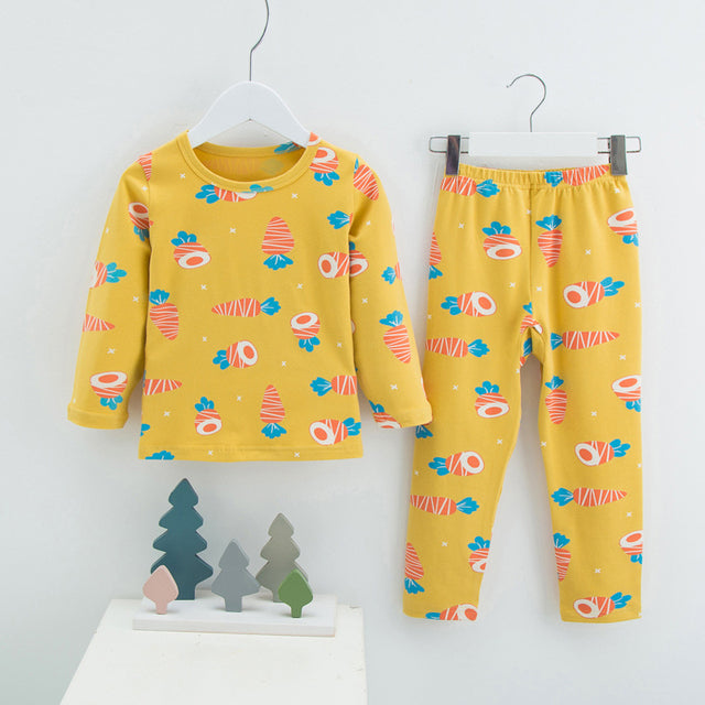 Menoea 2021 Spring Winter Children Cartoon Really Cotton Lining Underwear Set Children's Warm Home Pajamas Suits New Arrivals