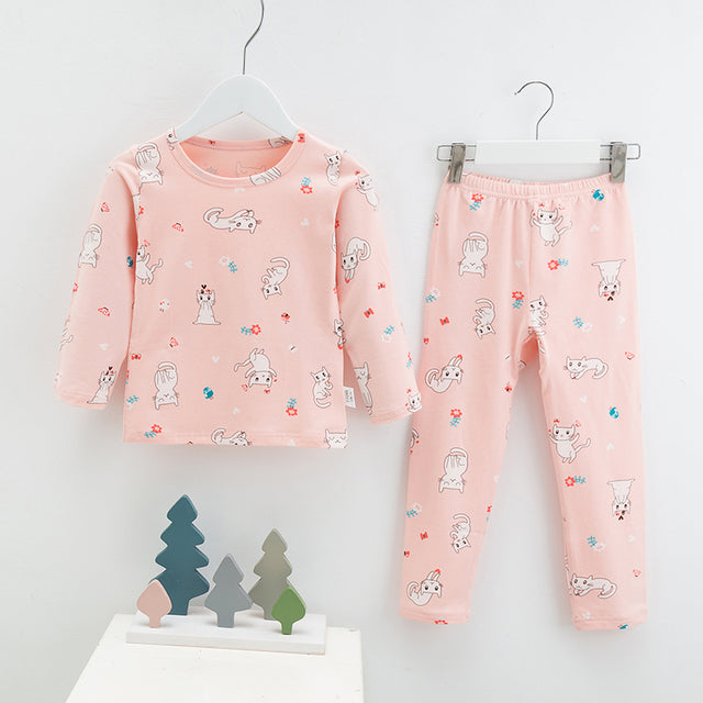 Menoea 2021 Spring Winter Children Cartoon Really Cotton Lining Underwear Set Children's Warm Home Pajamas Suits New Arrivals