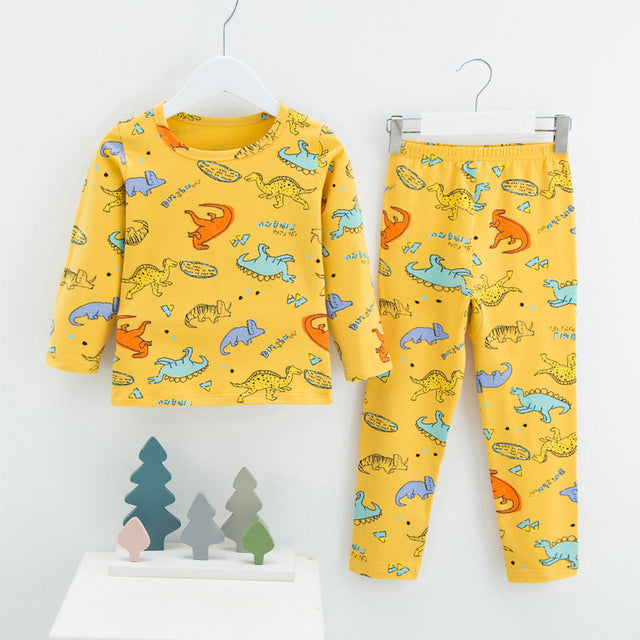 Menoea 2021 Spring Winter Children Cartoon Really Cotton Lining Underwear Set Children's Warm Home Pajamas Suits New Arrivals