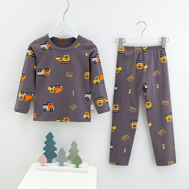 Menoea 2021 Spring Winter Children Cartoon Really Cotton Lining Underwear Set Children's Warm Home Pajamas Suits New Arrivals