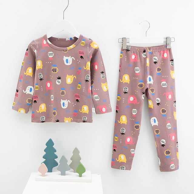 Menoea 2021 Spring Winter Children Cartoon Really Cotton Lining Underwear Set Children's Warm Home Pajamas Suits New Arrivals
