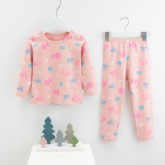 Menoea 2021 Spring Winter Children Cartoon Really Cotton Lining Underwear Set Children's Warm Home Pajamas Suits New Arrivals