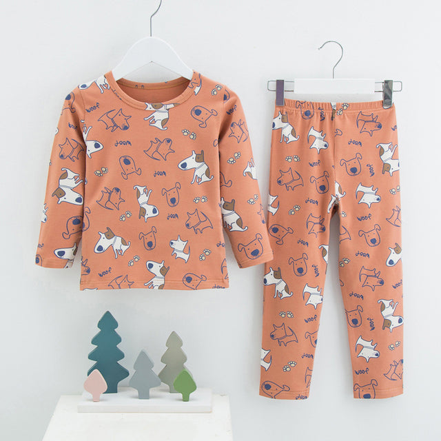 Menoea 2021 Spring Winter Children Cartoon Really Cotton Lining Underwear Set Children's Warm Home Pajamas Suits New Arrivals
