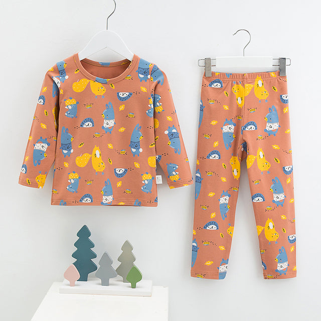 Menoea 2021 Spring Winter Children Cartoon Really Cotton Lining Underwear Set Children's Warm Home Pajamas Suits New Arrivals