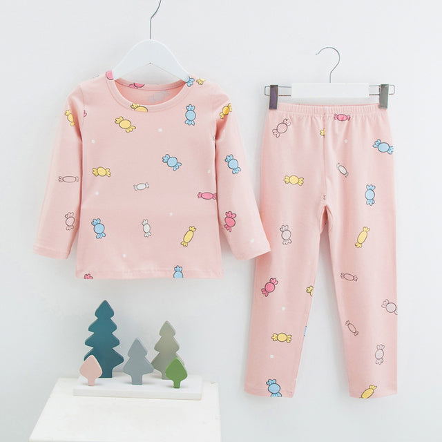 Menoea 2021 Spring Winter Children Cartoon Really Cotton Lining Underwear Set Children's Warm Home Pajamas Suits New Arrivals