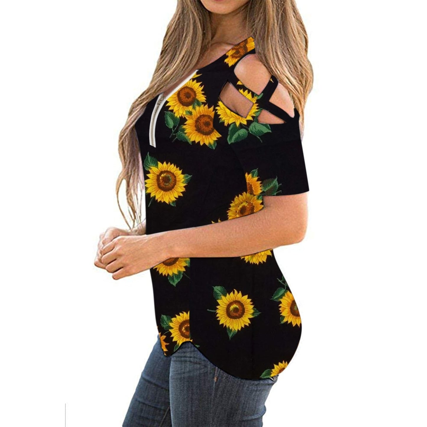 Women's Blouses Short Sleeve Hollow Out Cold  Summer Shoulder Tops Solid Elegant Deep V Neck Sexy Shirts рубашка женская