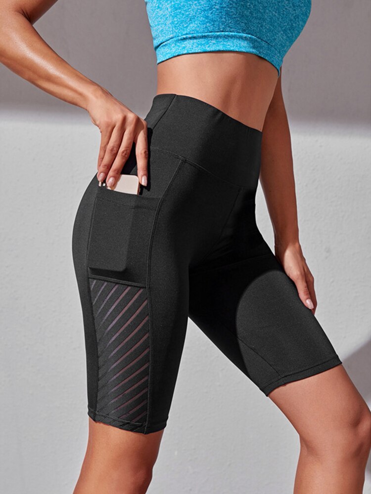 Women's Casual Fitness Leggings Seamless Mesh Sports Fitness Leggings Fashion High Waist Women Leggings Women Yoga Running Pants