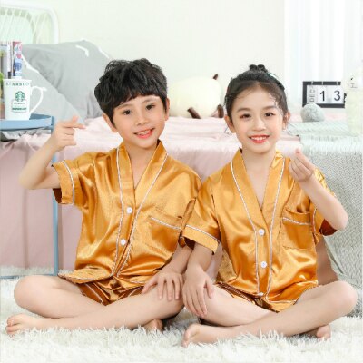 Kids Silk Pajamas Set - Short Sleeve