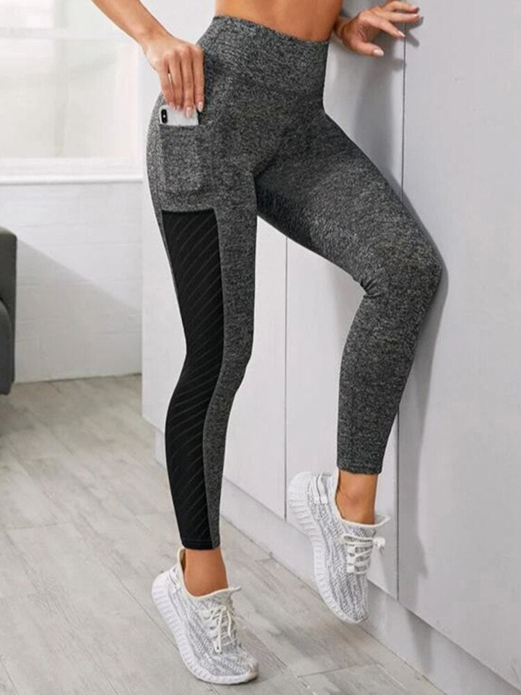 Women's Casual Fitness Leggings Seamless Mesh Sports Fitness Leggings Fashion High Waist Women Leggings Women Yoga Running Pants