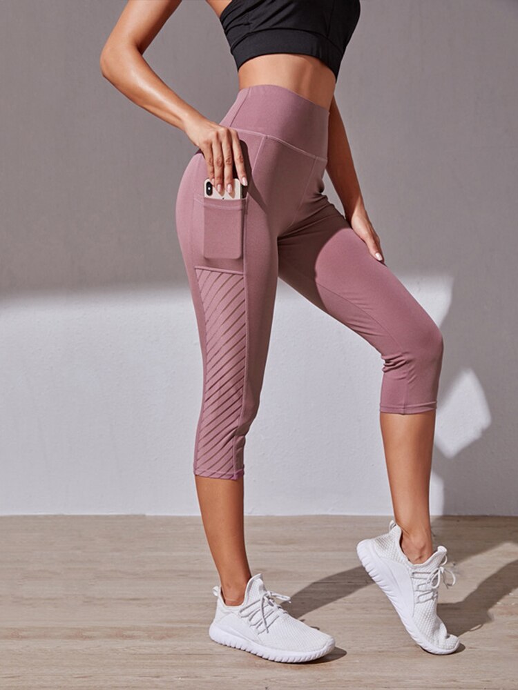 Women's Casual Fitness Leggings Seamless Mesh Sports Fitness Leggings Fashion High Waist Women Leggings Women Yoga Running Pants