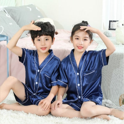 Kids Silk Pajamas Set - Short Sleeve