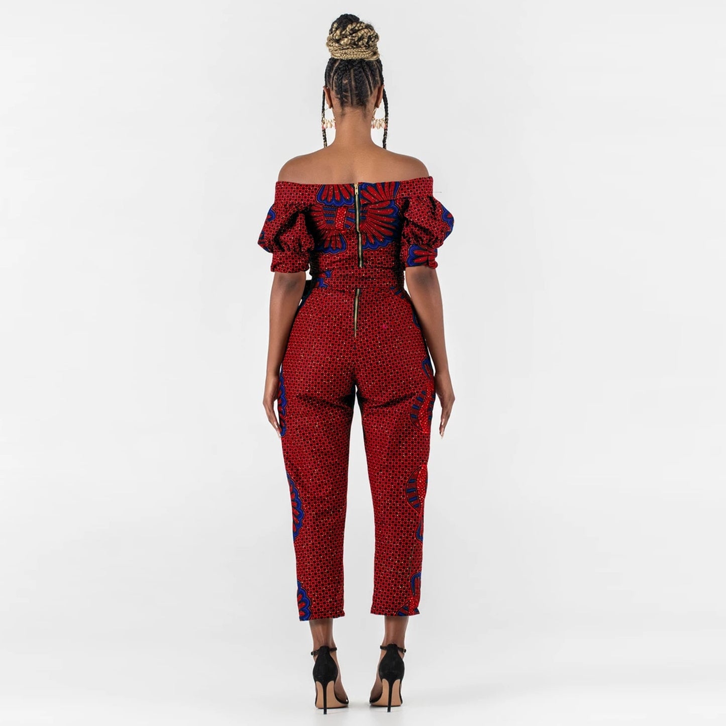 African Clothes Women Jumpsuit 2022 Fashion  Shoulder Off Ankara Style Trousers Africaine Jumpsuits Rompers Lady Lace Party Robe