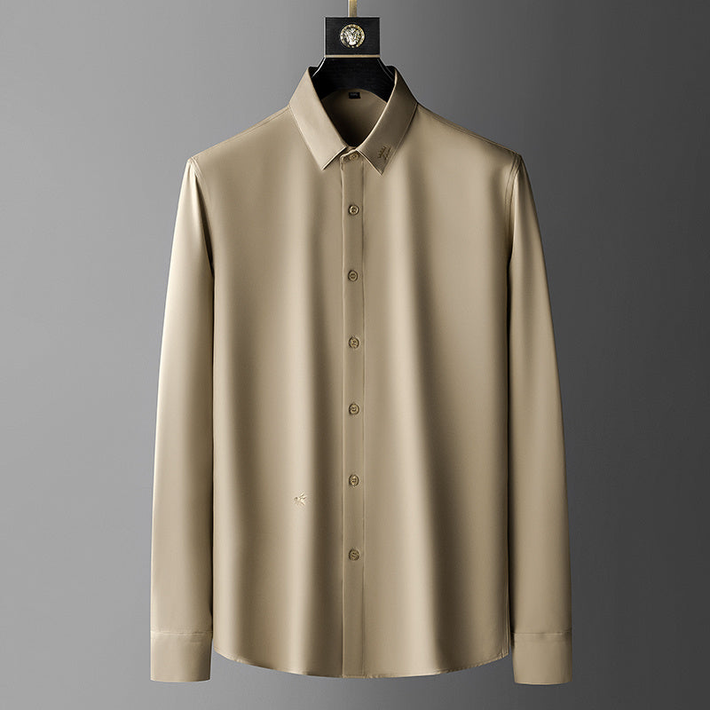 Streetwear Blouse Luxury Solid Color Long Sleeve Men Shirt Camisa Social Masculina Business Casual Office Wedding Dress Shirts