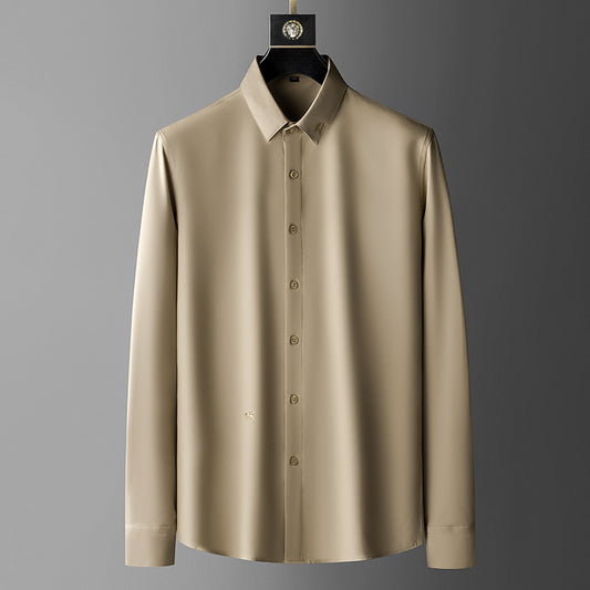 Streetwear Blouse Luxury Solid Color Long Sleeve Men Shirt Camisa Social Masculina Business Casual Office Wedding Dress Shirts