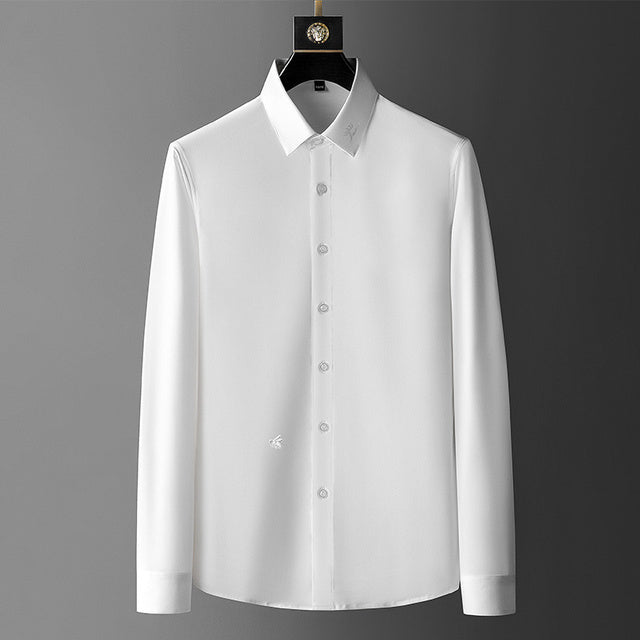 Streetwear Blouse Luxury Solid Color Long Sleeve Men Shirt Camisa Social Masculina Business Casual Office Wedding Dress Shirts
