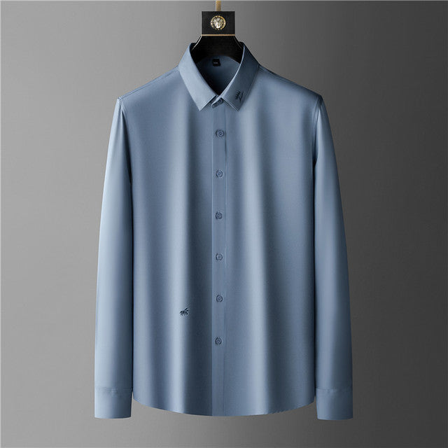 Streetwear Blouse Luxury Solid Color Long Sleeve Men Shirt Camisa Social Masculina Business Casual Office Wedding Dress Shirts