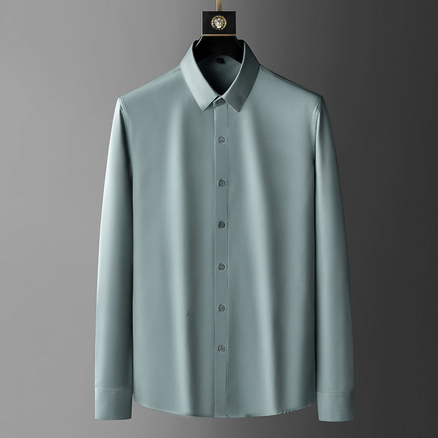Streetwear Blouse Luxury Solid Color Long Sleeve Men Shirt Camisa Social Masculina Business Casual Office Wedding Dress Shirts
