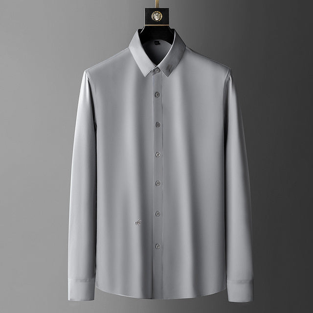 Streetwear Blouse Luxury Solid Color Long Sleeve Men Shirt Camisa Social Masculina Business Casual Office Wedding Dress Shirts